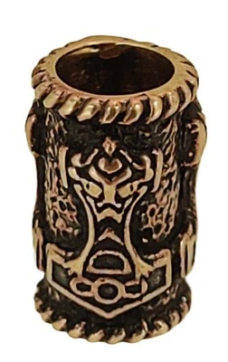 Bartperle Bronze Thorshammer Thor Hammer Mjölnir Haarperle 5mm Wikinger Nr. 1143 - Bild 1 von 4