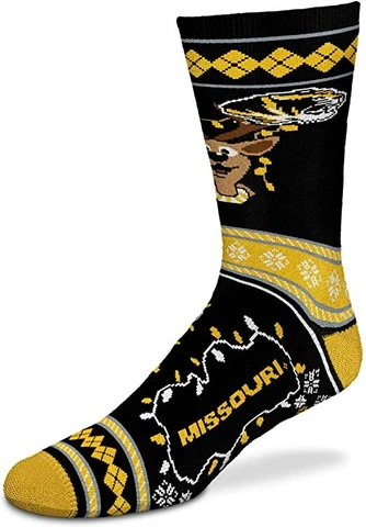 Missouri Tigers Christmas Holiday Sweater Stripe Deuce Crew Socks Cover