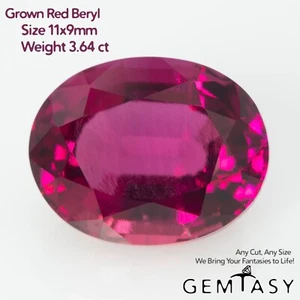 Cut stone - Red Beryl hydrothermal lab grown, Oval 11x9mm 3.64ct - Picture 1 of 4