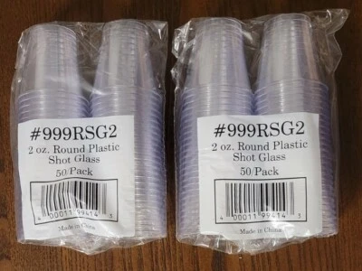Lot of 2: 50 Round Clear Shot Glasses 2oz Hard Plastic Disposable Cups- Party... - Image 1 of 2