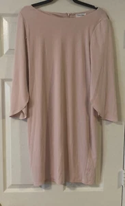 NWT $99 Calvin Klein Bell Sleeve Dress Rose Petal Pink Slinky Casual Pet 6 - Picture 1 of 13