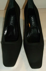 NWOB VAN ELI WOMEN LENGTH *9.5 PUMPS HEELS BLACK FABRIC & RIBBON TRIM VAMP SALE! - Picture 1 of 12