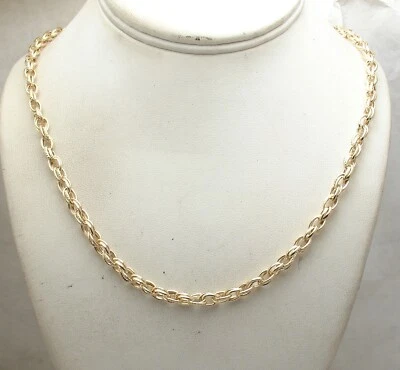 20英寸Technibond钻石切割椭圆形链项链14K镀金银色 — 第 1/4 张图片