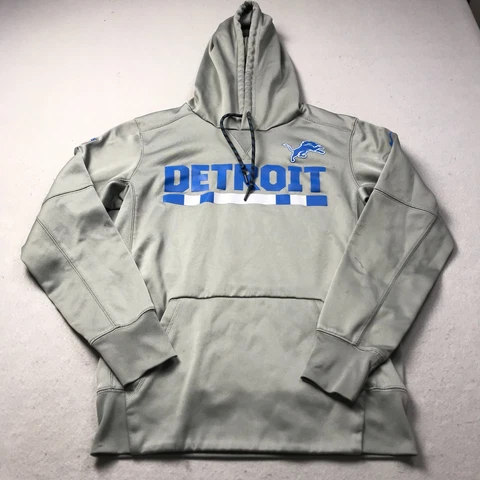 Detroit Lions Hoodie Mens Small Gray Nike Sweatshirt On Field Dri Fit NFL Logo Cover