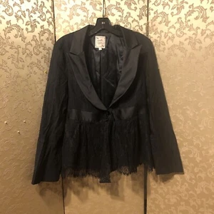 Nanette Lepore Vintage Y2K Black Lace Bow Jacket Blazer Size 10 - Picture 1 of 8