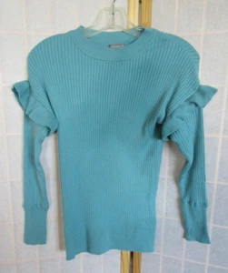 NWT Francesca's Light Blue Women's Viscose Blend Ruffle Sleeve Sweater Women's S - Picture 1 of 5