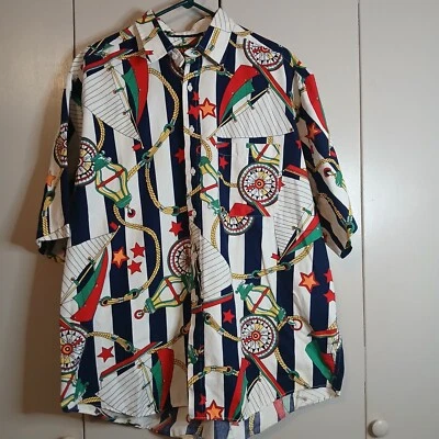 Tango by Mark RAAB XL 100% Cotton Short Sleeve Shirt Nautical Sailing (0060) - Image 1 of 4