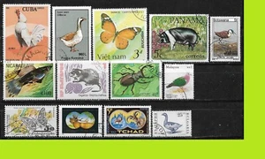 ANIMAL - Fauna - Colección de estampillas - 13 estampillas de animales usadas - Mix World - Imagen 1 de 1