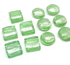 11x Jewellery Making Handmade silver Foil Glass lampwork Green Beads - Picture 1 of 6