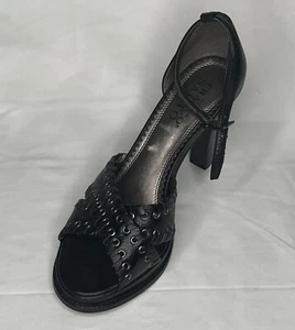 Franco Sarto Brasil Guijarro Cuero Negro Puntera Abierta Correa de Tobillo Talla 5.5 M - Imagen 1 de 8