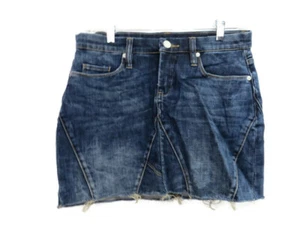 Blank NYC Unfaithful Jeans Mini Skirt Size 26 Dark Wash Pockets Zipper Blue - Picture 1 of 4