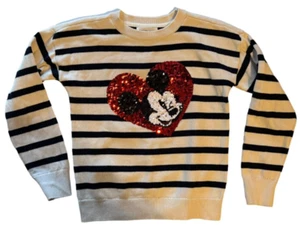 Gap Kids Disney Mickey Mouse Flippy Sequin Sweater Heart Medium Valentines Day - Picture 1 of 9