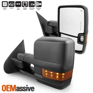 2x Espejo de remolque [plegable eléctrico] LED térmico giratorio negro para Silverado Sierra 14-18 - Imagen 1 de 9