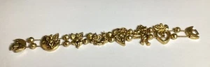 VINTAGE SLIDE ARMBAND ENGEL CHERUBS MOND HERZEN 7 1/2" GOLDFARBEN SCHÖN - Bild 1 von 12