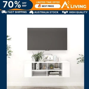 Wall-Mounted TV Cabinet High Gloss White 102x35x35 cm Engineered Wood Stor 06244 - Picture 1 of 8