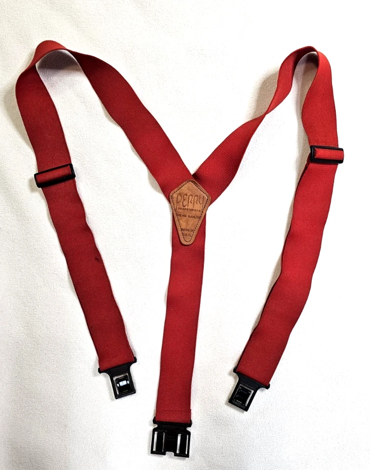 Perry Tirantes Para Hombre Elásticos 1.5 Pulgadas Ancho Gancho Extremo Tirantes Rojo Foto 1 de 3