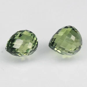 π 1.03ct Pair 2pcs VS Briolette Green Sapphire - Heated, Tanzania Gemstone - Picture 1 of 4