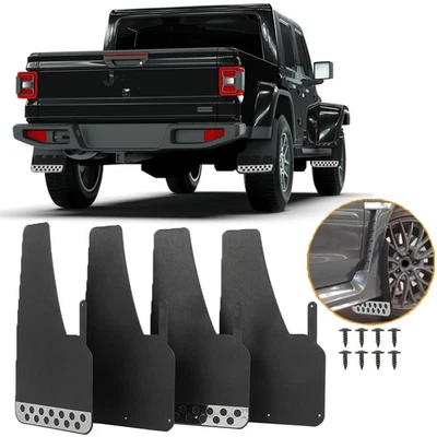 Guardabarros contra salpicaduras de guardabarros para auto 4* con reflector de acero inoxidable para Jeep Gladiator Foto 1 de 4