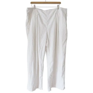 Abercombie Fitch Damen Hose weiß weites Bein XL kurz cropped Leinenmischung - Bild 1 von 13