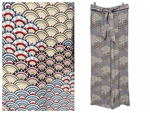 Equipment Femme Womens Sz S Colorful Fan Print 100% Silk Tie Belt Wide Leg Pants - Picture 1 of 11