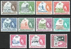 Basutoland 1961 QEII complete set of mint stamps value to R1 SG69-SG79 MNH - Picture 1 of 1