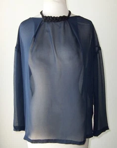 DRIES VAN NOTEN Blue or Black Silk Sheer Beaded Embellished Necklace Top 40 8 - Picture 1 of 8