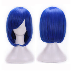 Dark Blue Bob Cosplay Wigs Synthetic Heat Resistant Full Hair Straight Party Wig