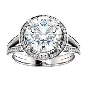 3.50 Carat Genuine Round Brilliant Diamond Halo Ring in PLATINUM - Picture 1 of 4