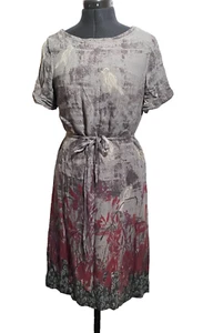 White Stuff Dress Women Small Shift Grey Belt Lined Short Sleeve Size 10 - Picture 1 of 12