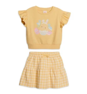 Wonder Nation Toddler Girls Yellow Easter Short Sleeve Tee and Skirt Outfit Set - Picture 1 of 12