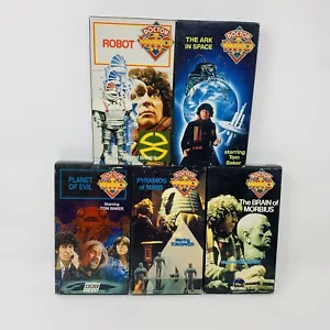 Dr. Who VHS Lot TOM BAKER SARAH JANE Robot Ark in Space Pyramids Morbius 5 Tapes - Picture 1 of 12