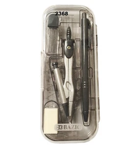 Math Geometry Tool Set - 8 Pieces - Rulers, Protractor, Compass and Pencil - Picture 1 of 1