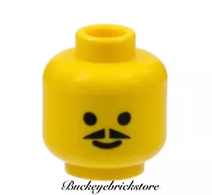 Lego Classic Minifiguren Kopf, schwarz dünner Schnurrbart gelber Kopf Minifigur Stadt - Bild 1 von 1