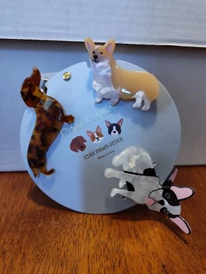 НОВЫЕ розовые льняные заколки для волос собак такс корги бостон-терьера Stay Paws - Изображение 1 из 4