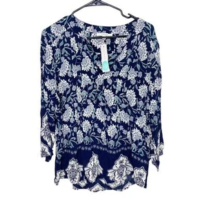 Stitchfix Fun 2 Fun blue blouse NWT Size large floral lightweight classic - Picture 1 of 6