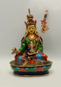 Hand Painted Guru Padmasambhava Gold Plated Statue - Picture 1 of 4