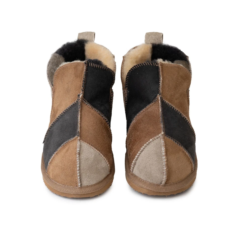 Shepherd of Sweden Ladies Annie Boot Luxury Sheepskin Slippers - Patchwork