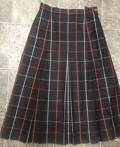 Burberry London UK 8 Long High Waist Navy Plaid Pencil Tartan Skirt Designer - Picture 1 of 11