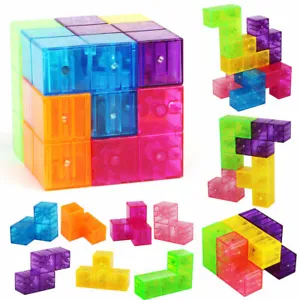 Magnetic Toy Building Blocks Shapes Set 3D Kids Transparent Bricks Great Gift UK - Picture 1 of 12