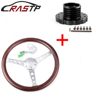 15" Racing Steering Wheel Wood + Hub Adapter For Thrustmaster T500/T300/TS-PC/TX - Picture 1 of 13