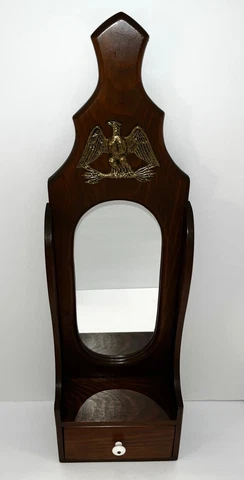 Vintage Eagle Hanging Wall Mirror with Candle Shelf and Drawer Cover