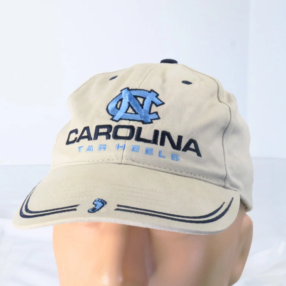 Tarheels vintage de la Universidad de Carolina del Norte UNC beige con logotipo a rayas S/M Foto 1 de 4