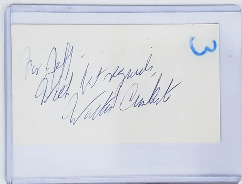 Rare Original hand signed Walter Cronkite autograph signed in 1960's at N.A.S.A Cover