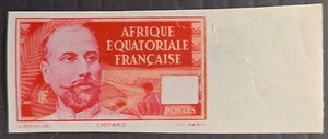 RARE 1937- French Equatorial Africa Proof? imperf Liotard stamp MISSING VALUE - Picture 1 of 2