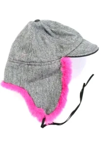 Hat Attack Womens Faux Fur Trapper Hat Earmuffs Black Pink OS NWT - Picture 1 of 5