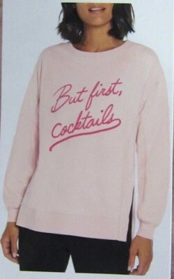 MSRP $108.00 Wildfox COCKTAILS Women's Sweatshirt - Rose Gold Pink - Choose Size - Image 1 of 4