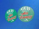 Ask Us About Air Express Airline Suitcase Luggage Tag Label Decal Lot 2
