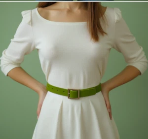 Women Green Day Night Wear Business Casual Belt Gold Metal Square Buckle Fit S M - Picture 1 of 12
