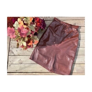 Vtg 80s Burgundy Victoria Leather Pencil Skirt High Waist Sz 4 - Picture 1 of 7