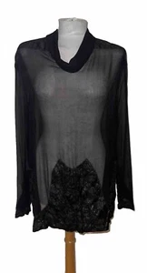 HARVEY NICHOLS BLOUSE 1930'S BLACK SILK CREPE GOLD LARME TRIM SIZE M/L - Picture 1 of 7